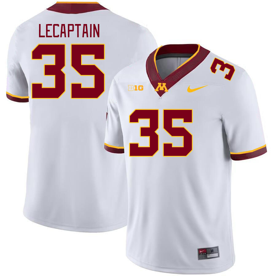 Men #35 Derik LeCaptain Minnesota Golden Gophers College Football Jerseys Stitched-White - Click Image to Close
